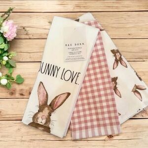 NEW Rae Dunn “BUNNY LOVE” Easter Kitchen Towels – Set of 3